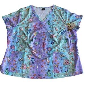 Tokidoki x Koi Scrub Top 3X Blowing Bubbles Leslie Print NWT